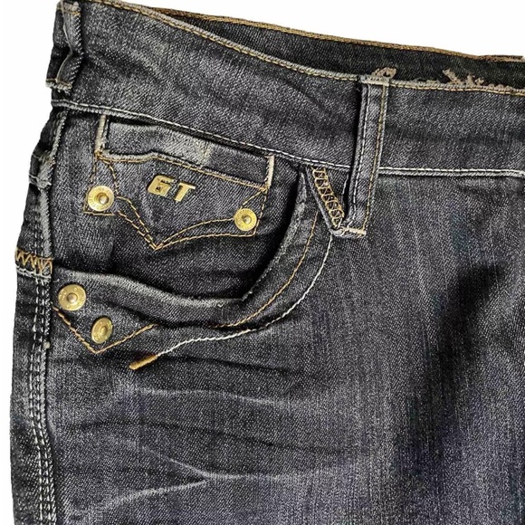 Goodtime Premium Jeans Juniors Straight Cut Iron Cross Bling Embroidered Size 15 - Picture 7 of 9